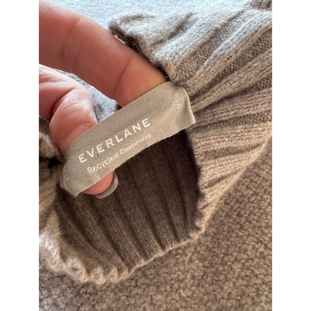 Everlane Honeycomb Funnel Neck Wool Cashmere Sweater Light Heathered Taupe S - Picture 6 of 7
